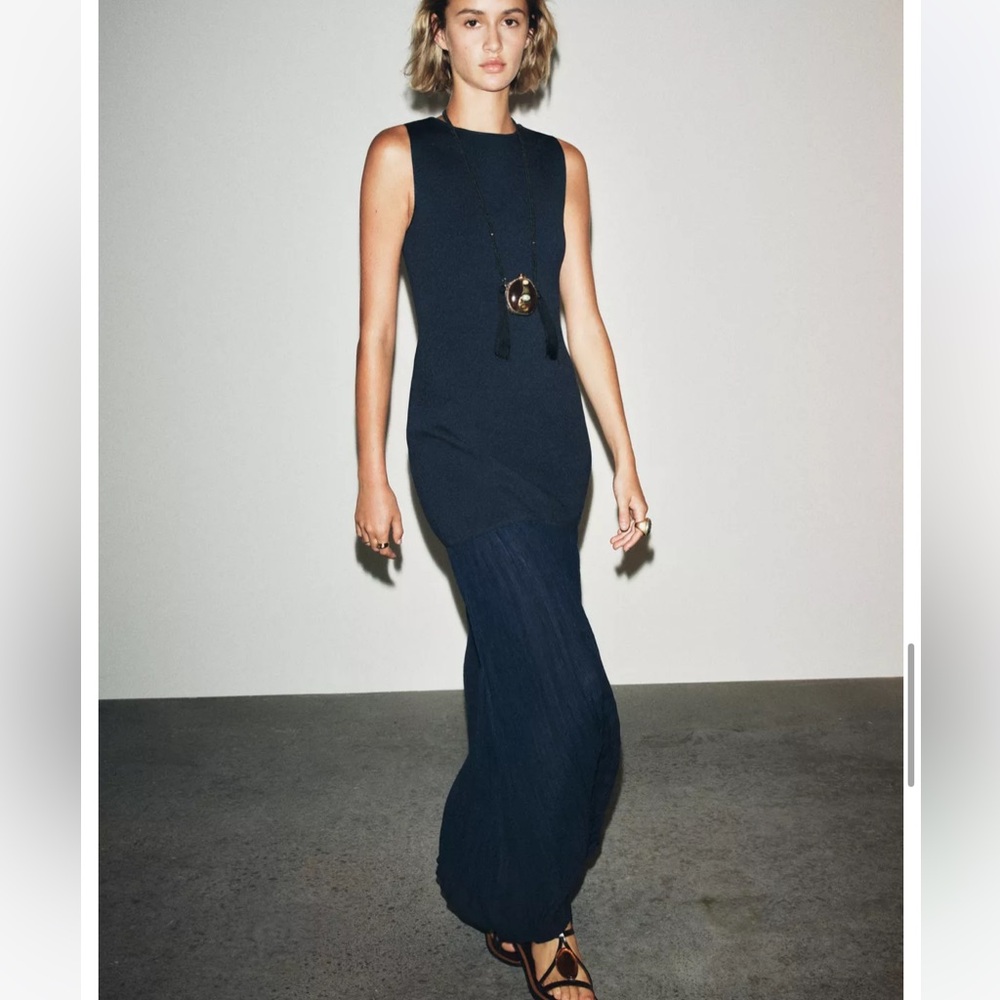 Zara NWT navy combination knit dress 4192/154